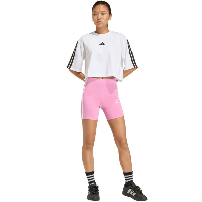 Women's adidas Essentials 3-Stripes High Waisted Biker Shorts Pink KT1625