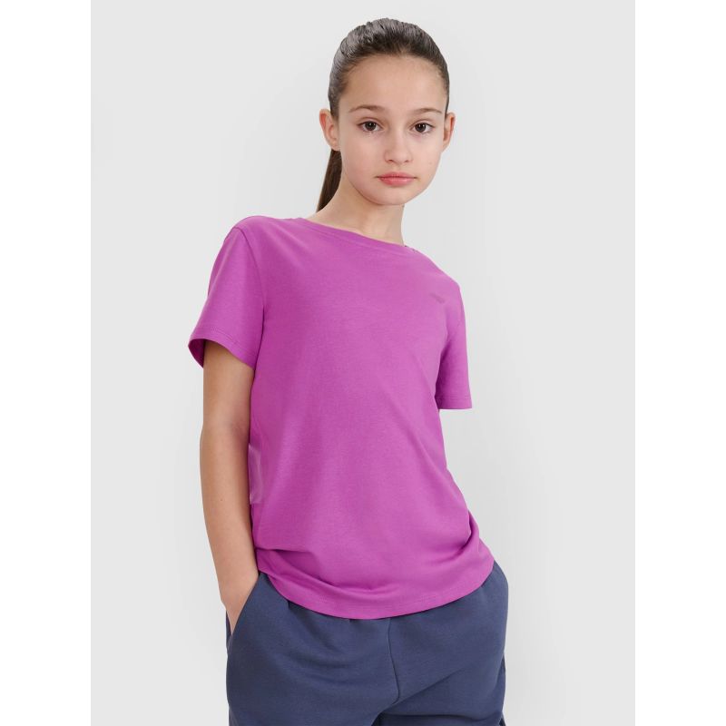 Regular plain girls' T-shirt 4F 4FJWSS25TTSHF2177-50S *Kategoria tymczasowa Your Sports Performance