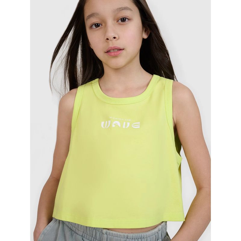 Girls' oversize printed crop top 4F 4FJWSS25TSLEF112-45S *Kategoria tymczasowa Your Sports Performance