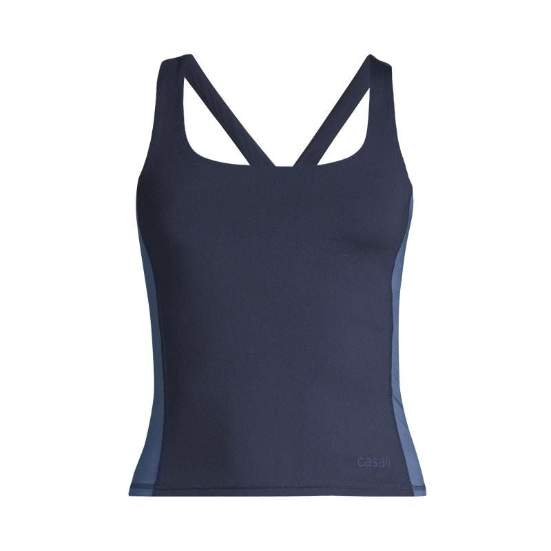 CASALL Women's Shaped Block Built in Bra Tank Navy Blue