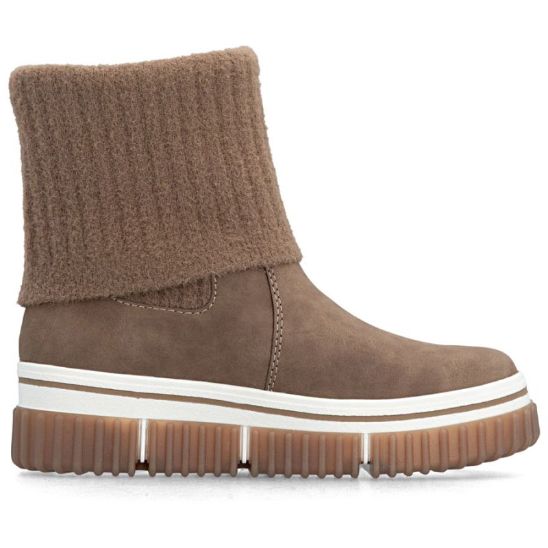Brown women's ankle boots with a sock, Rieker Y6350-24