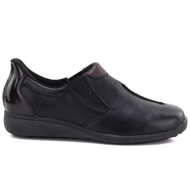 Black women's leather wedge shoes M.Daszyński SFY2647-5