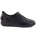 Black women's leather wedge shoes M.Daszyński SFY2647-5