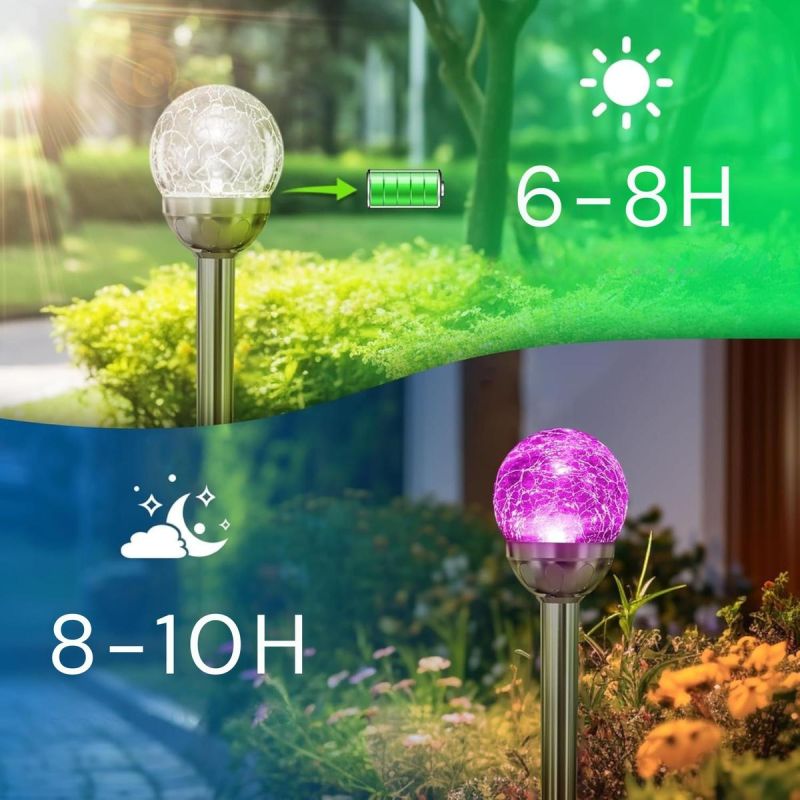 SOLAR LAMP GLASS BALL 7.5x34CM RGB Home and Garden/Lighting Your Sports Performance