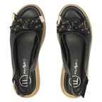 Women's leather wedge sandals with openwork black Filippo DS7582 Filippo