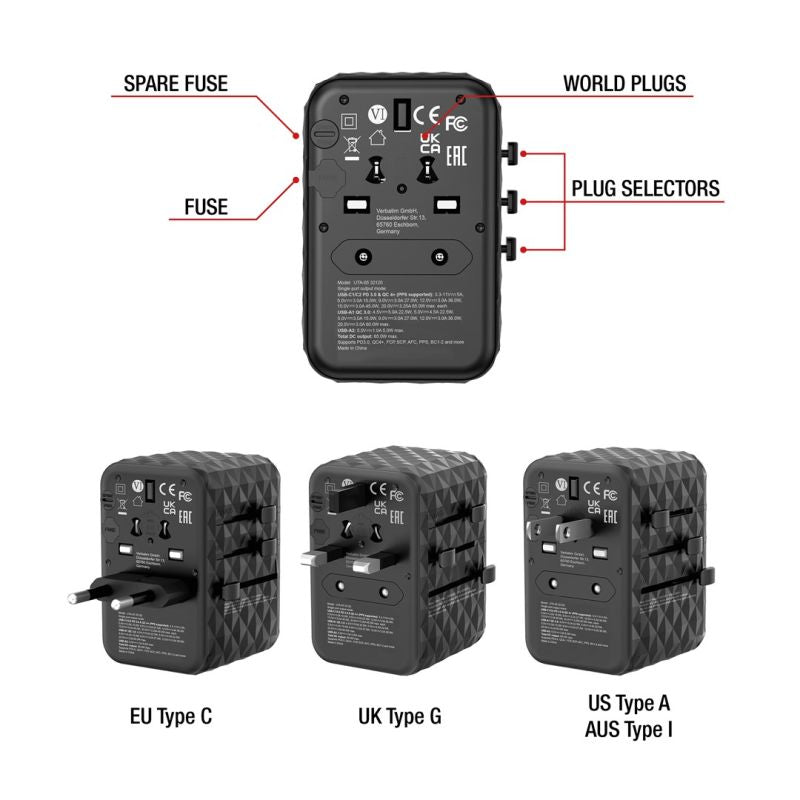 GAN III UNI.TR.CHARG UTA-05 65W/2XUSB-C QC 4+ /2 XUSB-A Kable i adaptery/Adaptery, przejściówki Your Sports Performance