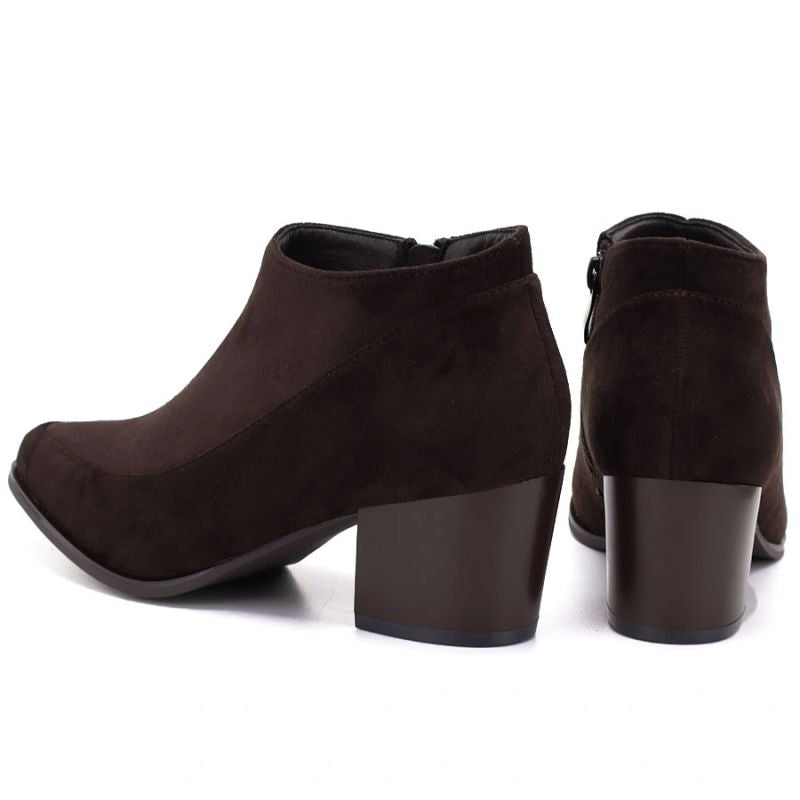 Short brown women's heeled ankle boots M.Daszyński MR2624-2