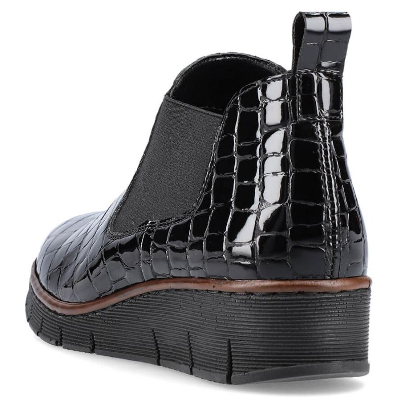 Rieker W R474 snakeskin leather ankle boots black