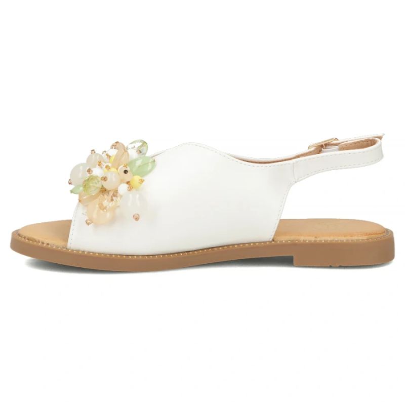 Women's sandals with beads, white, Filippo DS7900 Filippo