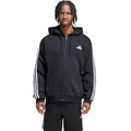 Men's adidas Essentials 3-Stripes Fleece Full-Zip Hoodie Black KY6559