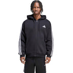 Men's adidas Essentials 3-Stripes Fleece Full-Zip Hoodie Black KY6559