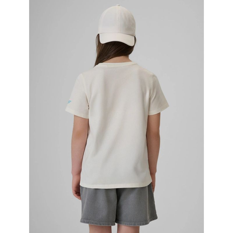 Girls' regular printed T-shirt 4F 4FJRAW26TTSHF4325-11S