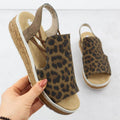 Women's beige leopard print platform sandals Rieker 62741-90 Footwear Your Sports Performance