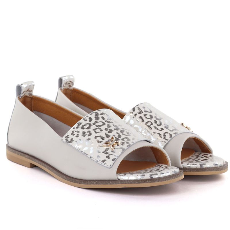 Women's leather open-toe shoes in beige Potocki JE19397 Potocki