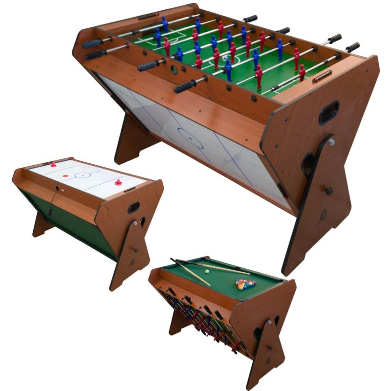 3-in-1 ROTARY GAME TABLE, BILLIARDS, TABLE FOOTBALL, AIR HOOK-UP 121x89x84.5CM Accessories Your Sports Performance