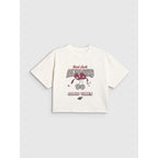 Girls' boxy T-shirt with print 4F 4FJRAW26TTSHF4239-11S