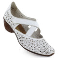 Women's leather openwork high-heeled shoes, white, Rieker 43773-80 To be categorized Your Sports Performance