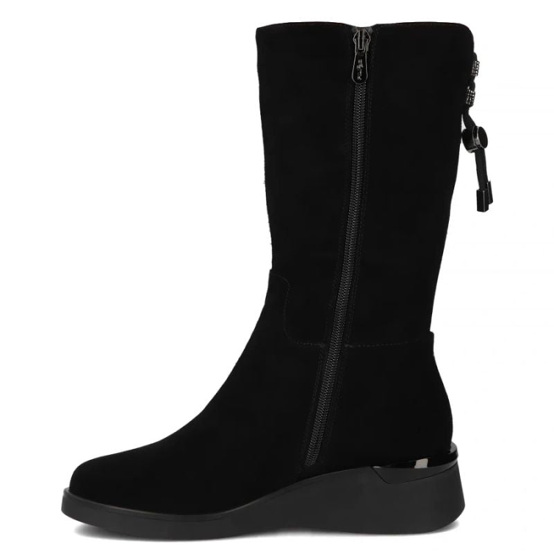Women's leather high wedge ankle boots, black Filippo DBT7210