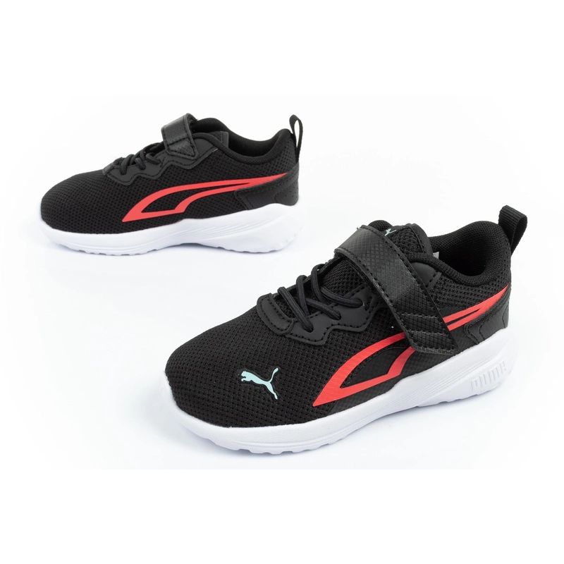 Puma Kids' All-Day Sports Sneakers with Hook-and-Loop Fastener, Black and Comfortable