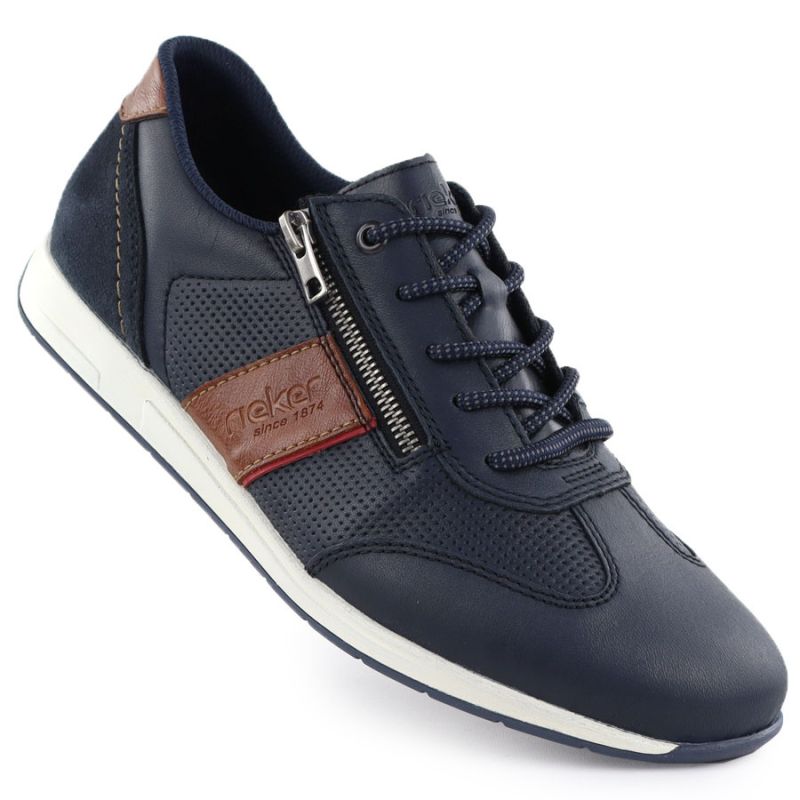 Comfortable men's leather shoes, navy blue, Rieker 11927-14 To be categorized Your Sports Performance