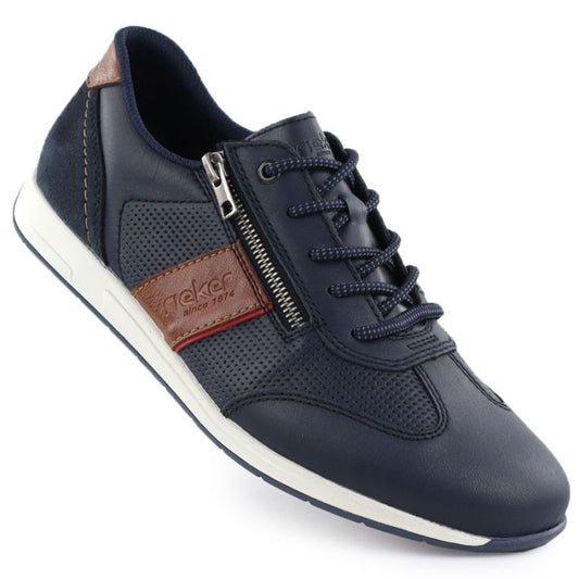 Comfortable men's leather shoes, navy blue, Rieker 11927-14 To be categorized Your Sports Performance