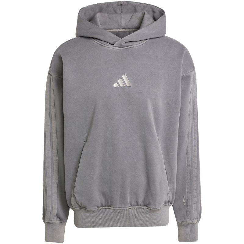 Men's adidas ALL SZN Fleece Washed Hoodie gray JL6539 In preparation Adidas