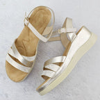 Women's gold wedge sandals Vinceza 15358 Footwear Your Sports Performance