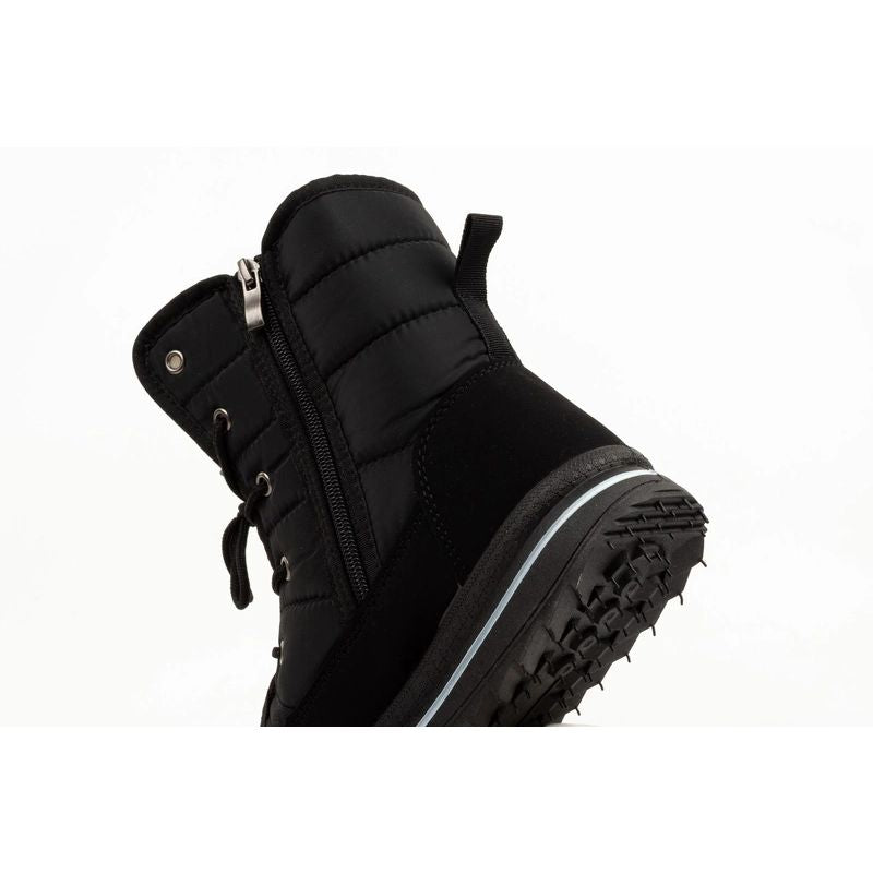 Progress Women’s Winter Boots, Black Insulated Snow Boots with Sheepskin Lining