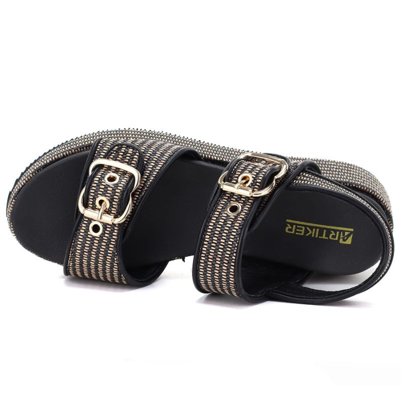 Women's black and gold platform sandals Artiker 58C1741 Artiker