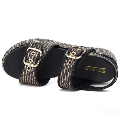 Women's black and gold platform sandals Artiker 58C1741 Artiker