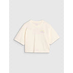 Oversized crop top t-shirt with print for girls 4F 4FJWSS25TTSHF1868-11S *Kategoria tymczasowa Your Sports Performance
