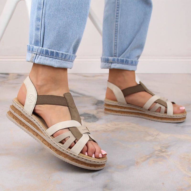 Rieker W RKR505A comfortable wedge sandals beige Footwear/Outdoor/Rieker Your Sports Performance