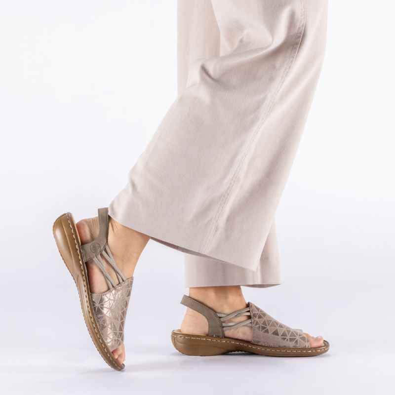 Comfortable women's slip-on sandals in beige Rieker 608D1-60 Rieker