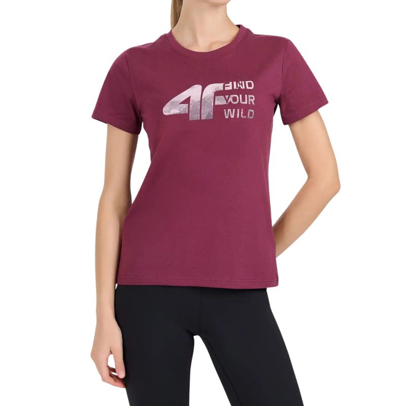 Women's T-shirt 4F F3496 dark pink 4FWAW26TTSHF3496 53S