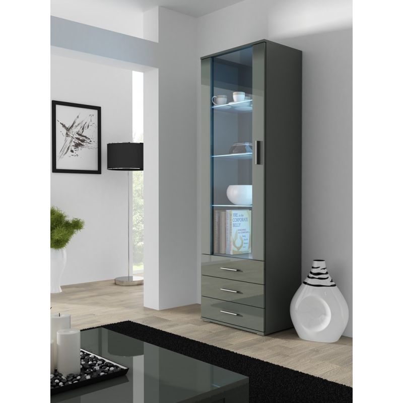 SOHO S1 display cabinet, grey/gloss grey Bufety i witryny/Bufety i witryny na drewnianej podstawie Your Sports Performance