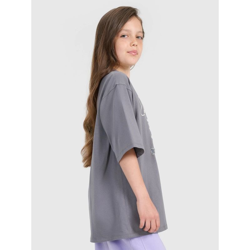 Oversized T-shirt with print for girls 4F 4FJRAW25TTSHF3197-22S *Kategoria tymczasowa Your Sports Performance