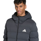 Men's adidas Helionic Climawarm Stretch Hooded Down Jacket Black JN2114 To be categorized Your Sports Performance