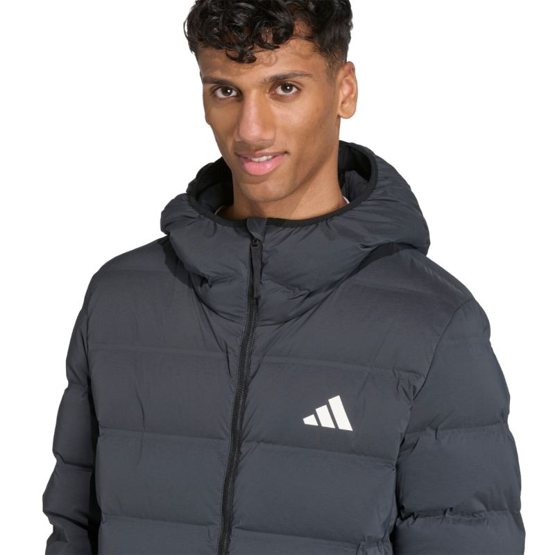 Men's adidas Helionic Climawarm Stretch Hooded Down Jacket Black JN2114 To be categorized Your Sports Performance