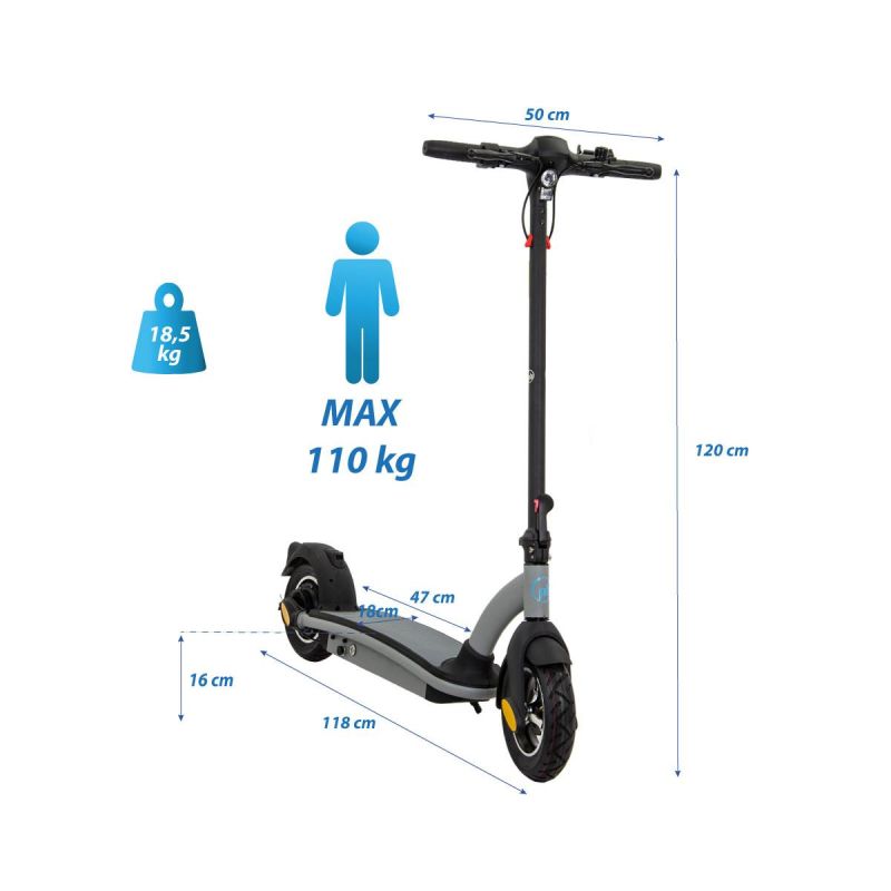 ELECTRIC SCOOTER 36V 500W 8AH SILVER Accessories Your Sports Performance