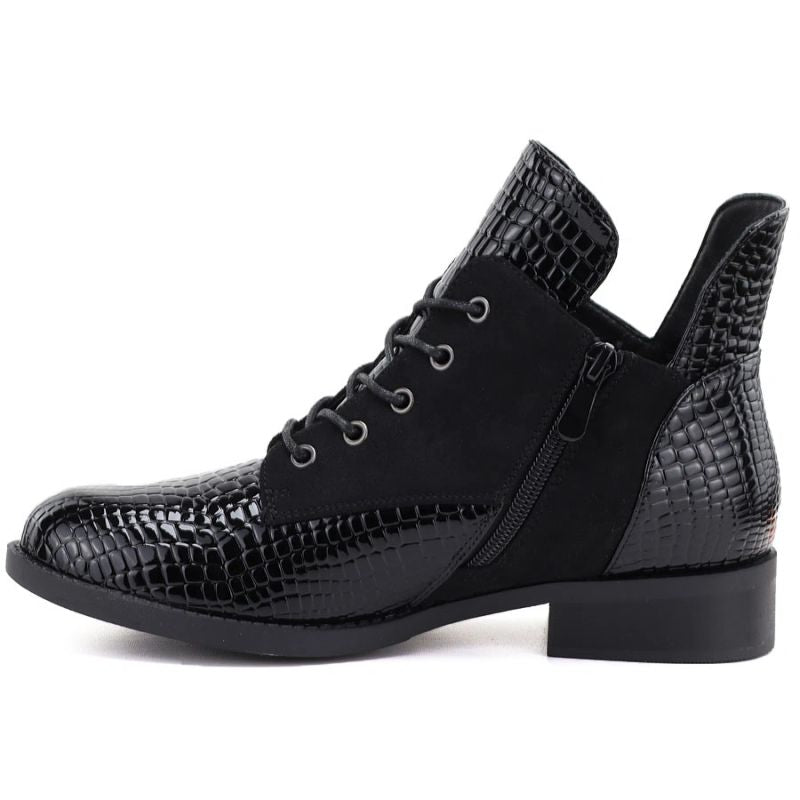 Women's patent leather ankle boots, black, Vinceza HX27-16524
