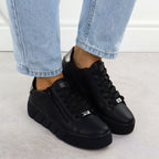 Rieker W2605-02 women's leather platform shoes in black Footwear Your Sports Performance
