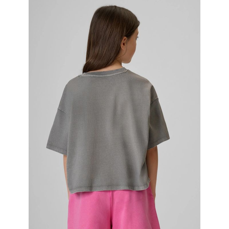 Girls' boxy T-shirt with print 4F 4FJRAW26TTSHF4239-22S