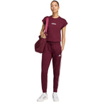 Women's adidas Essentials 3-Stripes Fleece Slim Burgundy Pants KF8321