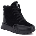 Black women’s leather platform ankle boots Jezzi 26BT17-488