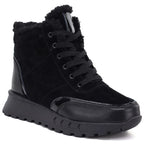 Black women’s leather platform ankle boots Jezzi 26BT17-488