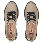 Women's leather sneakers on a taupe platform Filippo DP8006