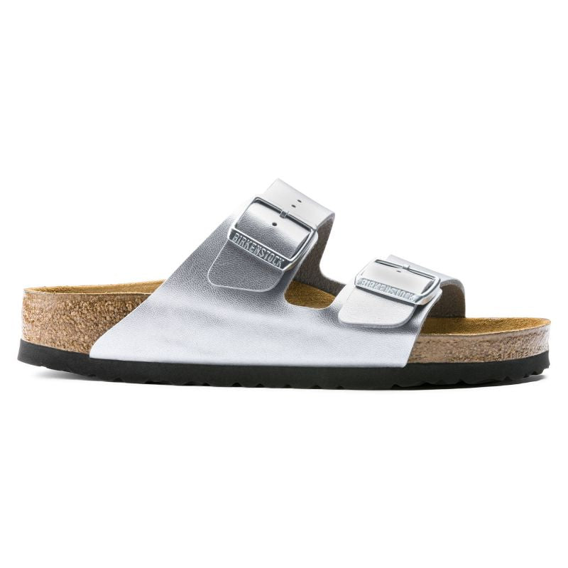 Women's Birkenstock Silver Arizona Birko-Flor Silver Regular Flip-Flops Wide (1012282) Footwear/Lifestyle/Brinkenstock/Klapki/chodaki Birkenstock