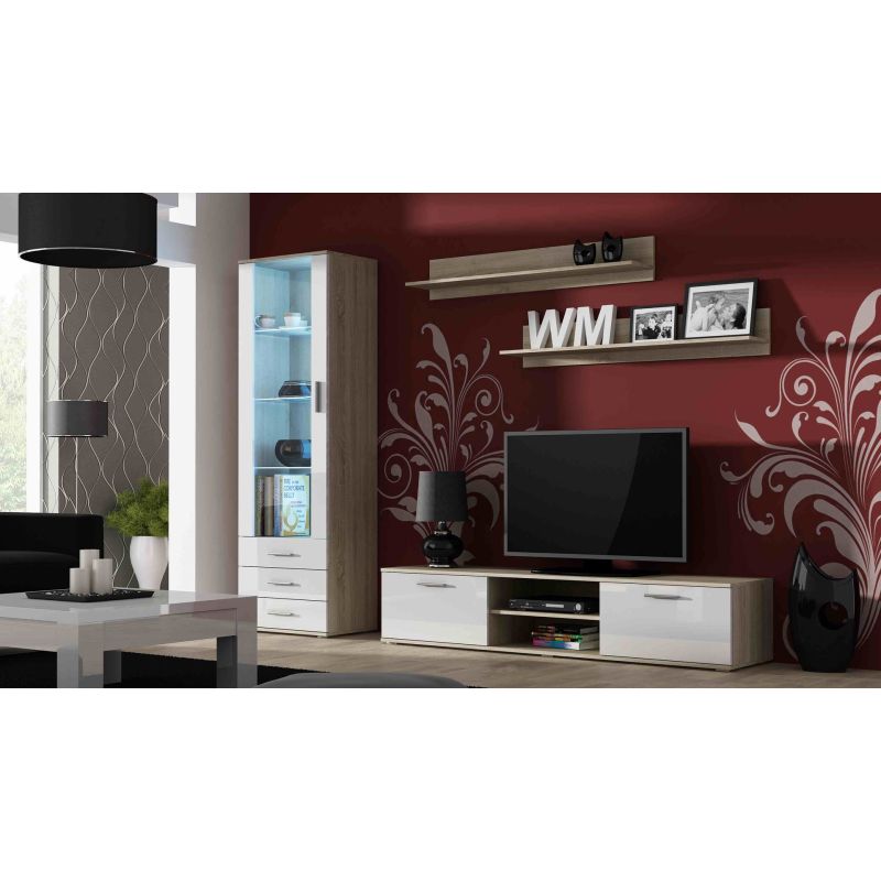 SOHO S1 display cabinet, Sonoma oak/gloss white Bufety i witryny/Bufety i witryny na drewnianej podstawie Your Sports Performance
