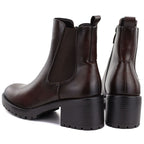 Women's ankle boots with a block heel, insulated, brown, Potocki SZ12742