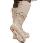 Waterproof women’s platform boots, beige – Rieker Y6370-60